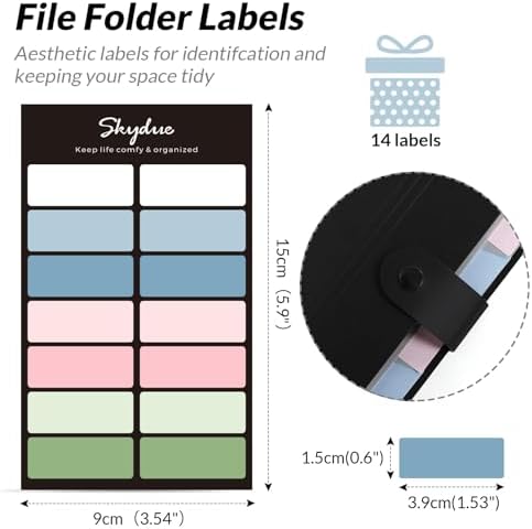SKYDUE Expanding File Folders with Labels,8 Pockets Accordion File Organizer, Portable Document Paper Organizer, A4 Letter Size Filing Folder for Office, Pack of 4, Black - Image 4