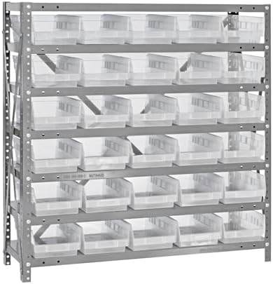Quantum Storage Systems 1239-102CL Solid Heavy Duty 7 Shelves 30 Economy Clear Bins 39" H x 36" W x 12" D by QuantumStorageSystems