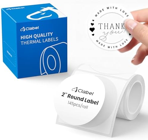 CLABEL 48x48mm (1.88"x1.88") Round Thermal Labels 1 Roll White Self-Adhesive by CLABEL