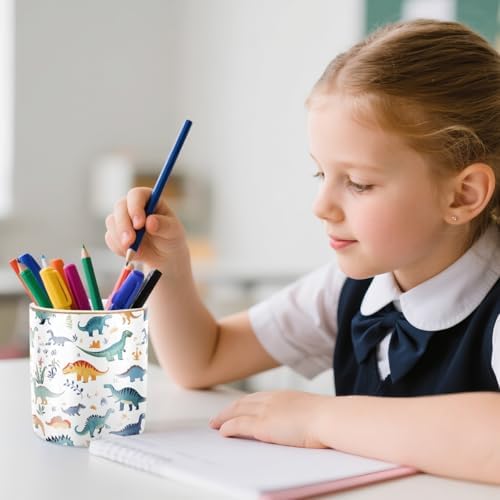 Pen Holder, Pencil Cup for Desk, Cute Makeup Brush Holder, Durable Ceramic Organizer Decor for Room, Office, Classroom, Cute Dinosaur Pattern - Image 4