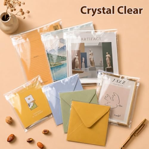 Egofine Self Sealing Cellophane Bags 100 PCS, Crystal Sealed Clear Bags for 7x7 Art Prints, Packaging Bags, Size: 7x7 inches - Image 7