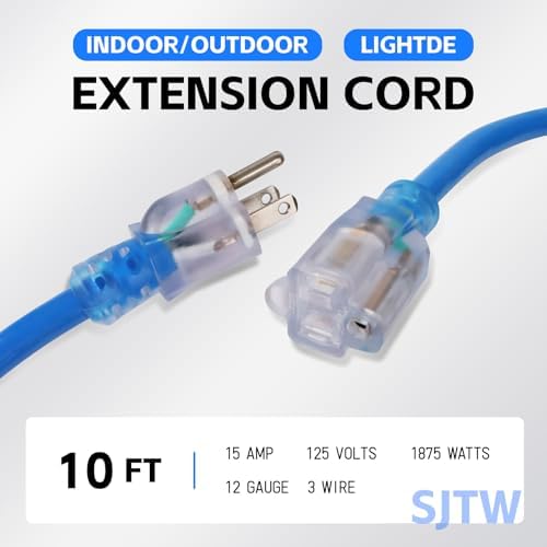 EP 10 Ft 12/3 SJTW Lighted Outdoor Extension Cord, Blue - Image 2