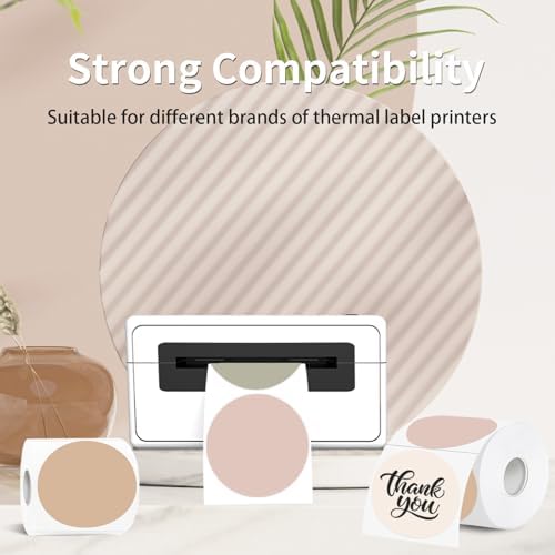 3 Inch Thermal Label,Morandi Round Thermal Printer Label,Waterproof Thermal Stickers for DIY Logo Design,Name Tag,Thanks Card 300 Labels/Roll (Morandi) - Image 3