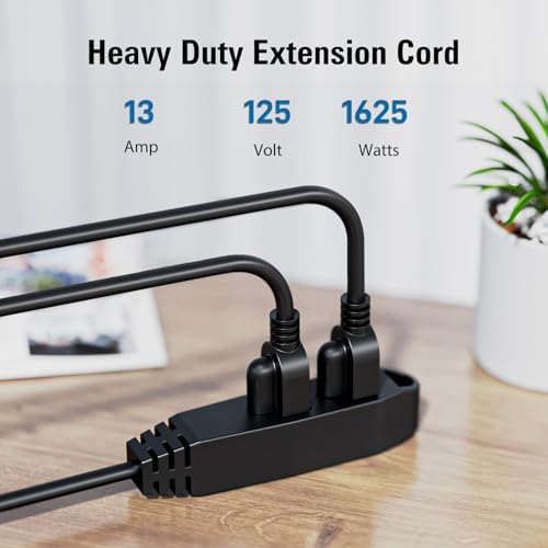 K KASONIC 12 FT 3 Outlet Extension Cord, 16/3 SJTW Grounded Cord, Black - Image 2