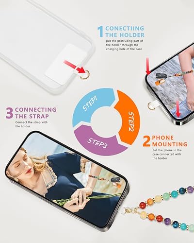 Marble Beaded Phone Wrist Strap for Women, Detachable Design - Image 5