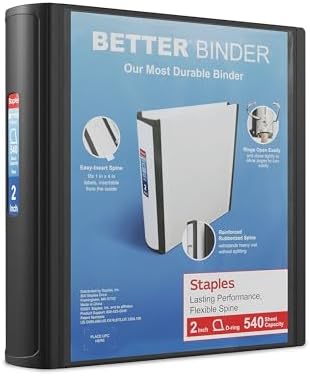 Staples Better Binder, 2-Inch 3-Ring View, Black, 2-Pack by Staples