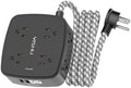 Surge Protector Power Strip - YISHU 8 Outlets with 4 USB (2 USB C) Charging Ports, 6Ft Braided Extension Cord, Flat Plug Multi Plug Outlet Extender Charging Station for Home Office, ETL, Black by YISHU