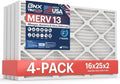 BNX TruFilter 16x25x2 Air Filter MERV 13 (4-Pack) - MADE IN USA - Electrostatic Pleated Air Conditioner HVAC AC Furnace Filters for Allergies, Pollen, Mold, Bacteria, Smoke, Allergen, MPR 1900 FPR 10 by BNX
