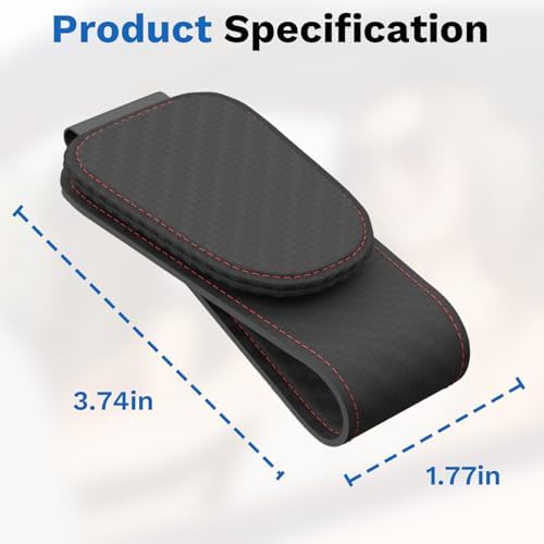 BFXM Car Sunglass Holder, Magnetic Leather Sunglass Holder - Image 3