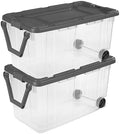 160-Quart Wheeled Stackable Storage Bin,Heavy-Duty Clear Plastic Container for Household & Garage Bulk Storage,Perfect for Outdoor Camping and Seasonal Organization, Gray 2-Pack by Unknown