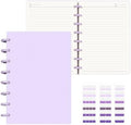 Discbound Notebook, 8-Disc Disbound Planner with Removable Pages, 180 Pages Spiral Notebook, Poly Cover Discbound Planner for Work, Travel, Note Taking(With Index Sticker),Purple,A5 by Mosabear