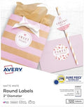 Avery Round Labels, 2" Diameter, Sure Feed Technology, Print-to-the-Edge, Easy Peel, Laser/Inkjet, Permanent, 120 Blank Circle Labels Total (22612) by Avery