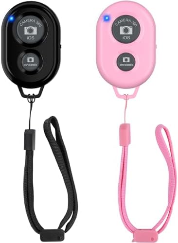 Wireless Camera Remote Shutter for Smartphones (2 Pack), Zttopo Wireless Phone Camera Remote Control Compatible with iPhone/Android Cell Phone - Wrist Strap Included Black&Pink by Zttopo