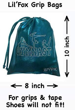 LIL'FOX 8"x10" Drawstring Gymnastics SMALL GRIP BAG 26x20cm - Lightweight Bag for Personal Equipment - Shiny Foil Rhinestones - Image 2