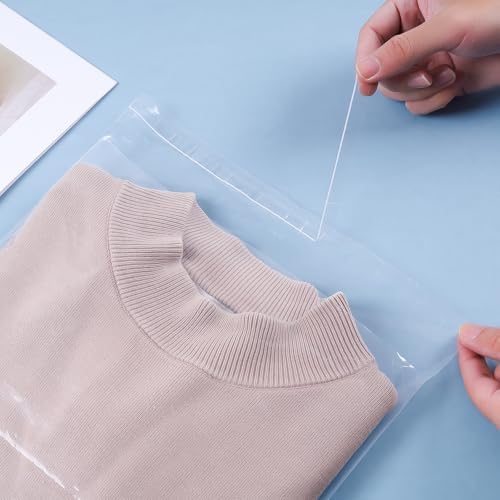 POLYSELLS 100 Count 10"x13" Strong Self Seal Clear Poly Bags with Suffocation Warning for Packaging, Shipping, T-Shirts, Clothes & FBA, Permanent Adhesive - Image 5