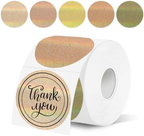 2''Holographic Morandi Gradient Thermal Label,Self-Adhesive Round Thermal Printer Sticker for DIY Logo Design,Name Tag,Thanks Card 300 Labels/Roll by Unknown