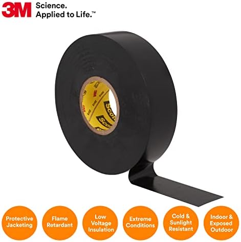 3M Scotch Super 33+ Electrical Tape, 3/4 in x 52 ft, 1 Roll, Black - Image 2