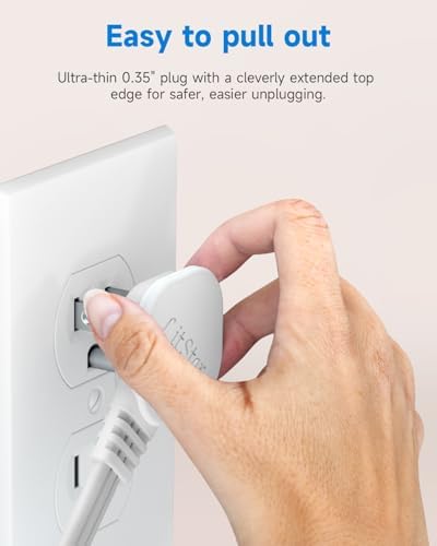 6Ft Flat Plug Short Extension Cord, White 90-Degree Plug Low Profile Power Adapter, 3-Prong Indoor Grounded Small Extension Cord 16AWG 13A 1625W 2 Pack - Image 5