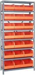 Quantum Storage Systems 2475-485OR Solid Heavy Duty 8 Shelves 21 Stackable Shelf Bins Orange Bins 75" H x 36" W x 24" D by QuantumStorageSystems