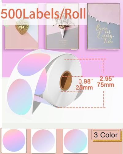 2 inch Round Thermal Labels, Thermal Printer Labels use for Barcode, Shipping, Customized, Circle Direct Thermal Stickers 500 Labels for Printer, Fantasy Purple - Image 2