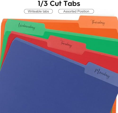 30-Pack Color File Folders, 1/3 Cut Tab, Assorted 5 Colors Letter Size Manilla Folder for School/Office/Classroom - Image 2