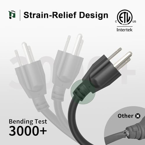 PLUGTUL Outdoor Extension Cord 15 FT | 16/3 Gauge Black Heavy Duty 3 Prong Extension Cord, 13A 1625W SJTW, ETL Listed, Great for Garden and Home - Image 5
