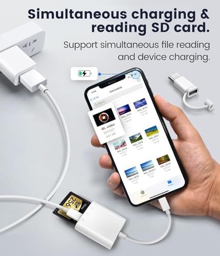 SD Card Reader for iPhone iPad, Oyuiasle Digital Trail Camera SD Card Viewer with Dual Slot for MicroSD/SD, Lightening&USBC Dual-Connector Memory Card Adapter for Photography, Plug and Play - Image 4