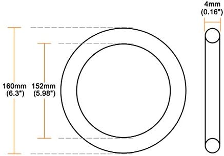 uxcell Nitrile Rubber O-Rings 160mm OD 152mm ID 4mm Width, Metric Sealing Gasket, Pack of 1 - Image 2