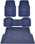 CAR PASS Heavy Duty Rubber Car Mats with Cargo Liner, Deep-Dish Car Floor Mats and Trunk Mat All Weather, Universal Trim-to-Fit for SUVs Trucks Sedans, Waterproof Anti-Slip, Trimmable V12 Blue by CARPASS