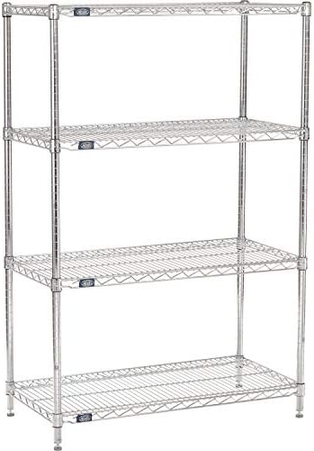 Nexel 18" x 36" x 63", 4 Tier Adjustable Wire Shelving Unit, NSF Listed Commercial Storage Rack, Chrome Finish, leveling feet by Nexel
