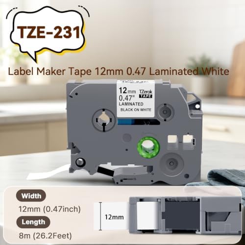 PT-D220 H110 D210 D200 D400 Label Tape 12mm 0.47 Laminated White - Image 6
