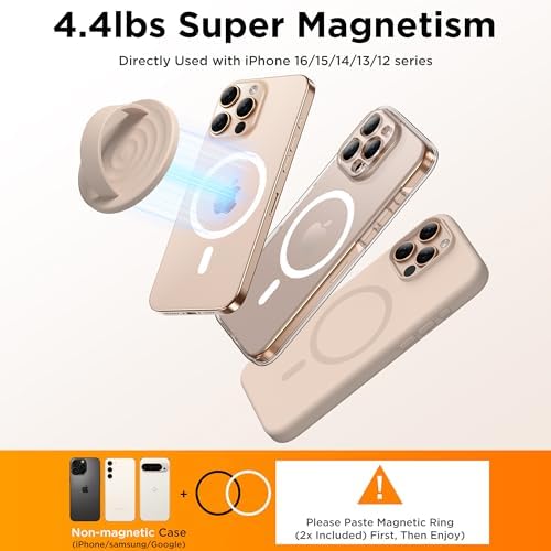 Magnetic Phone Grip for MagSafe, Silicone Ring Grip, Oat - Image 6