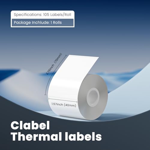 CLABEL 40x70mm (1.57"x2.76") Thermal Labels 1 Roll White Removable - Image 2