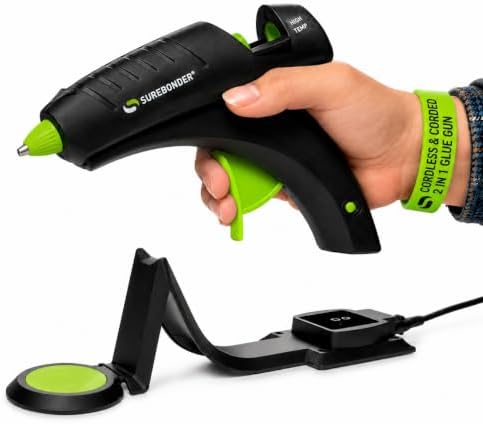 Surebonder Cordless Hot Glue Gun, High Temperature, Full Size, 60W, 50% More Power - Sturdily Bonds Metal, Wood, Ceramics, Leather & Other Strong Materials (Specialty Series CL-800F) by Surebonder