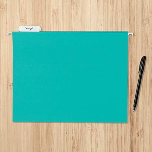 Amazon Basics Hanging File Folders with Adjustable Tabs for Document Organization, Letter Size, Aqua, 25-Pack - Image 5
