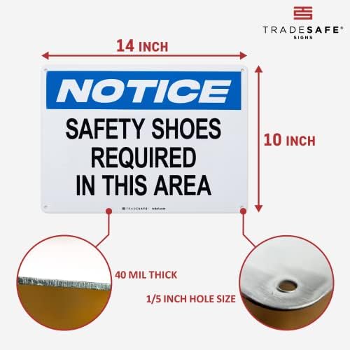 TRADESAFE Safety Shoes Required Sign, Aluminum PPE Safety Signs - Image 3