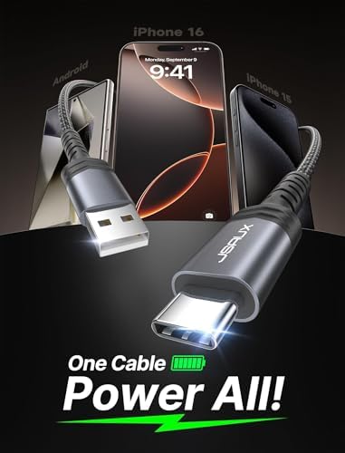 JSAUX USB C Cable [2-Pack 10ft], USB A to USB C for iPhone, Samsung, Grey - Image 2