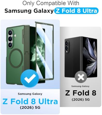 Temdan for Samsung Galaxy Z Fold 8 Ultra Case,[Compatible with MagSafe][Built-in HD Screen Protector & Kickstand][Hinge Protection] Translucent Matte Shockproof Phone Case for Z Fold 8 Ultra,Green - Image 2
