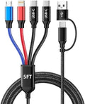 Travel Essentials 4 in 2 Multi Charging Cable with Dual Type-C/L/Micro USB by MPATIBY