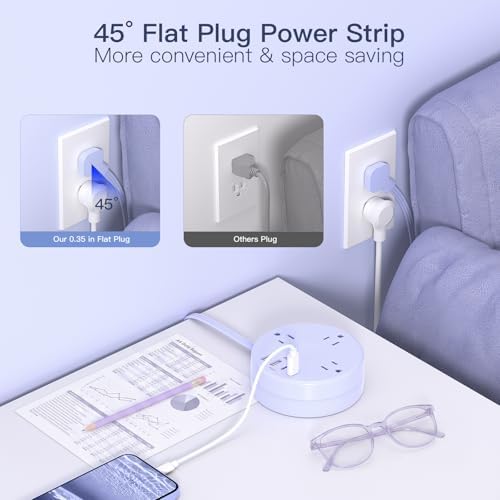 1FT Travel Power Strip with USB C, Cruise Approved Flat Plug Extension Cord - Image 6