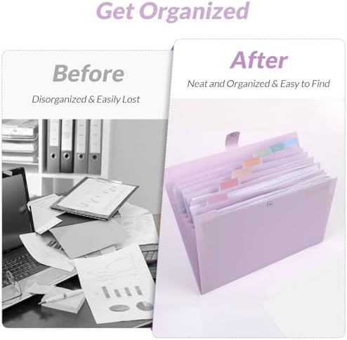 SKYDUE Expanding File Folder, Accordion File Organizer with 8 Pocket, Expandable Document Paper Receipt Holder for School Office Hospital, Letter/A4 Size Purple - Image 5