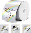 2 INCH Square Holographic Thermal Sticker Labels, with Rainbow Wave and Glitter Deign, Suitable for Tags, Custom DIY Logo Applications, Waterproof and Tear-Resistant, 200 Labels, Silver by FLYQGGO