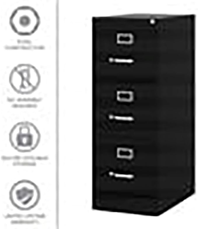 UrbanPro 3 Drawers 40.19" Vertical Black Metal Filing Cabinet Lockable - Image 7