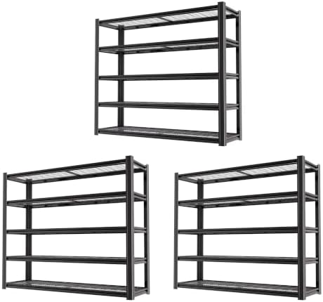 5-Tier Heavy Duty Garage Shelving, 5,000 lbs Capacity Adjustable Metal Storage Shelving Unit for Garage, Basement, Warehouse & Workshop, 62" W x 24" D x 84" H by LIJIUHOME