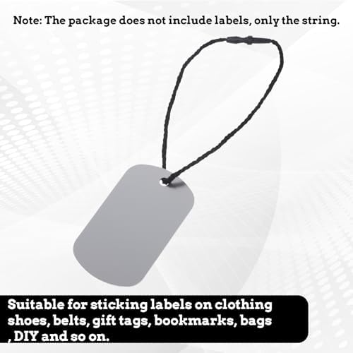200Pcs 7.8 Inch/20cm Cotton Hang Tag String Fasteners, Hanging Rope Snap Lock Pin Loop Fastener Hook Ties Plastic Tags Ties for Clothes Tag, Price Tags, Shoes Snap Lock, Luggage Label (Black) - Image 5