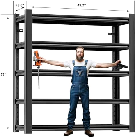 Garage Shelving, 48"W x 24"D x 72"H, Heavy Duty Metal Storage Shelves - Image 2