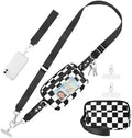 Tiostep Clip and Go Strap for Phone with Wallet Crossbody Phone Lanyard Adjustable and Detachable RFID Wristlet Wallet (Black White Checkered, Medium) by Tiostep