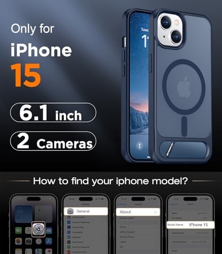 Temdan Magnetic Compatible with iPhone 15 Case, [Built-in Invisible Kickstand][Compatible with MagSafe] [Military Grade Shockproof] Slim Translucent Matte Phone Case for iPhone 15 6.1" - Image 2