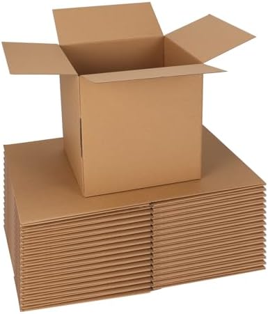 CRUGLA 10x10x10 Shipping Boxes 15 Pack, Brown Corrugated Cardboard Boxes with Side-Lock and Pre-Applied Double-Sided Tape, Easy Assemble Packing Mailer Boxes for Small Business Shipping by CRUGLA
