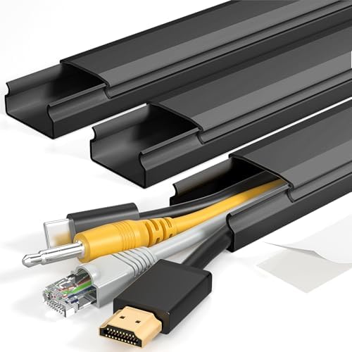 Yecaye TV Cord Hider, 42in Cord Cover Wall Mounted, W1.18in H0.6in, Black by Yecaye